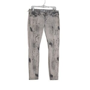 Express Zelda Ultra Skinny Jeans Grey Black Paint Splatter Acid Wash Distressed
